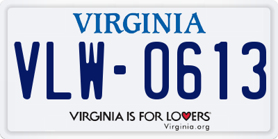 VA license plate VLW0613