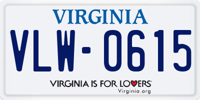 VA license plate VLW0615