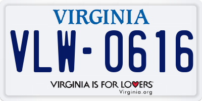 VA license plate VLW0616