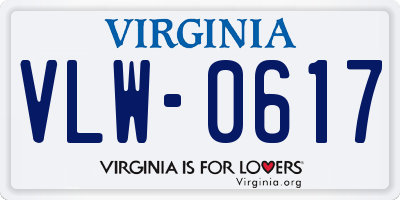 VA license plate VLW0617