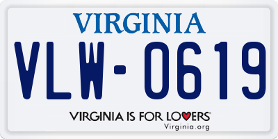 VA license plate VLW0619