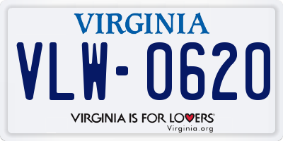 VA license plate VLW0620