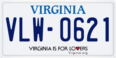 VA license plate VLW0621