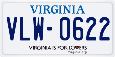 VA license plate VLW0622