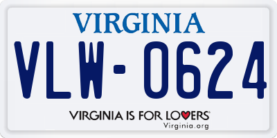 VA license plate VLW0624