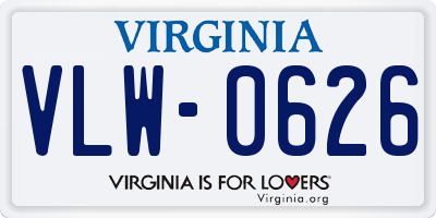 VA license plate VLW0626