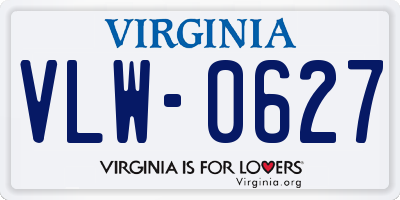 VA license plate VLW0627