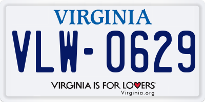 VA license plate VLW0629