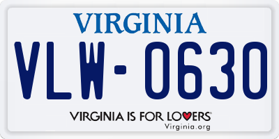 VA license plate VLW0630