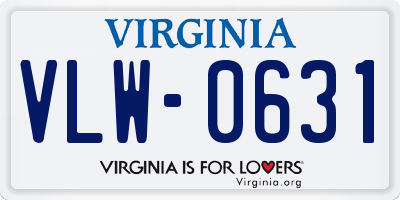 VA license plate VLW0631