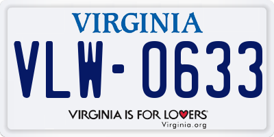 VA license plate VLW0633