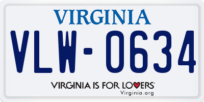 VA license plate VLW0634