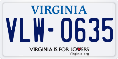 VA license plate VLW0635