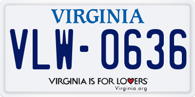 VA license plate VLW0636