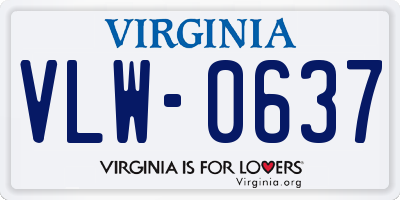 VA license plate VLW0637