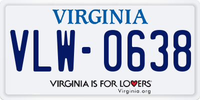 VA license plate VLW0638