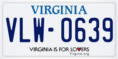 VA license plate VLW0639