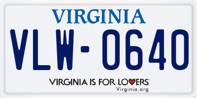 VA license plate VLW0640