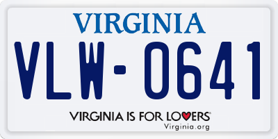 VA license plate VLW0641