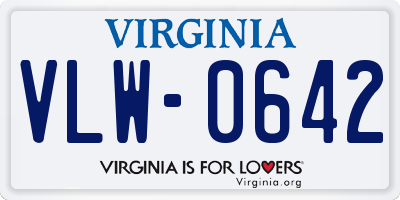 VA license plate VLW0642