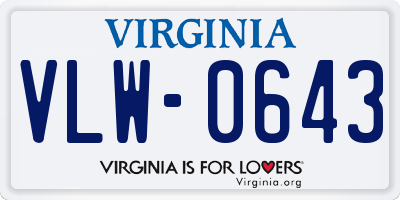 VA license plate VLW0643