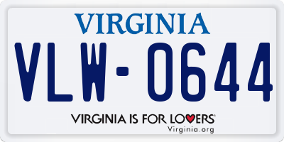 VA license plate VLW0644