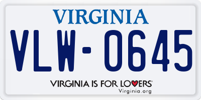 VA license plate VLW0645