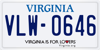 VA license plate VLW0646