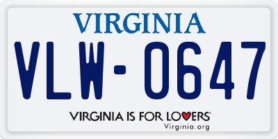 VA license plate VLW0647