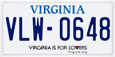 VA license plate VLW0648