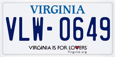 VA license plate VLW0649