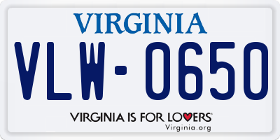 VA license plate VLW0650