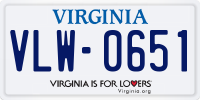 VA license plate VLW0651