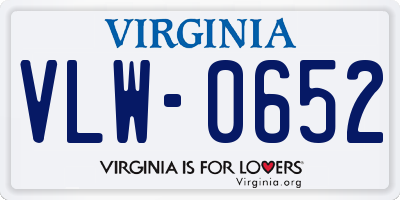 VA license plate VLW0652