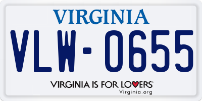 VA license plate VLW0655