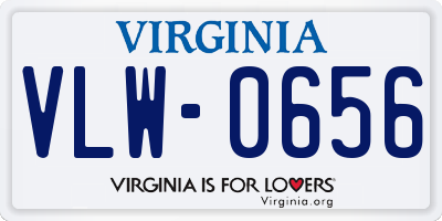 VA license plate VLW0656