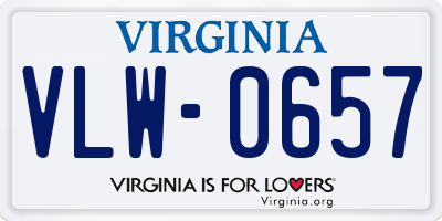 VA license plate VLW0657