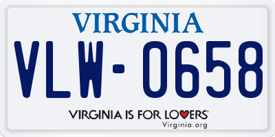 VA license plate VLW0658