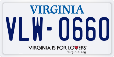 VA license plate VLW0660