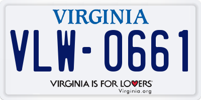 VA license plate VLW0661