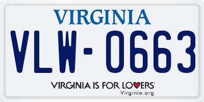 VA license plate VLW0663