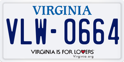 VA license plate VLW0664