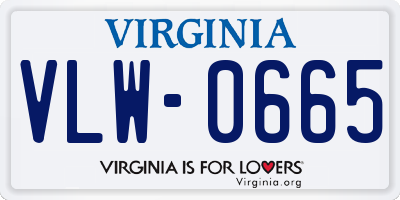 VA license plate VLW0665