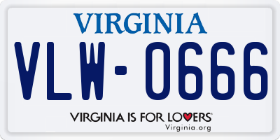 VA license plate VLW0666