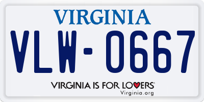 VA license plate VLW0667