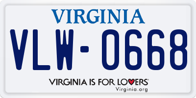 VA license plate VLW0668