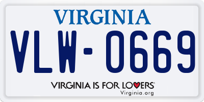 VA license plate VLW0669