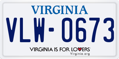 VA license plate VLW0673