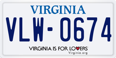 VA license plate VLW0674