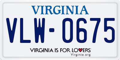 VA license plate VLW0675